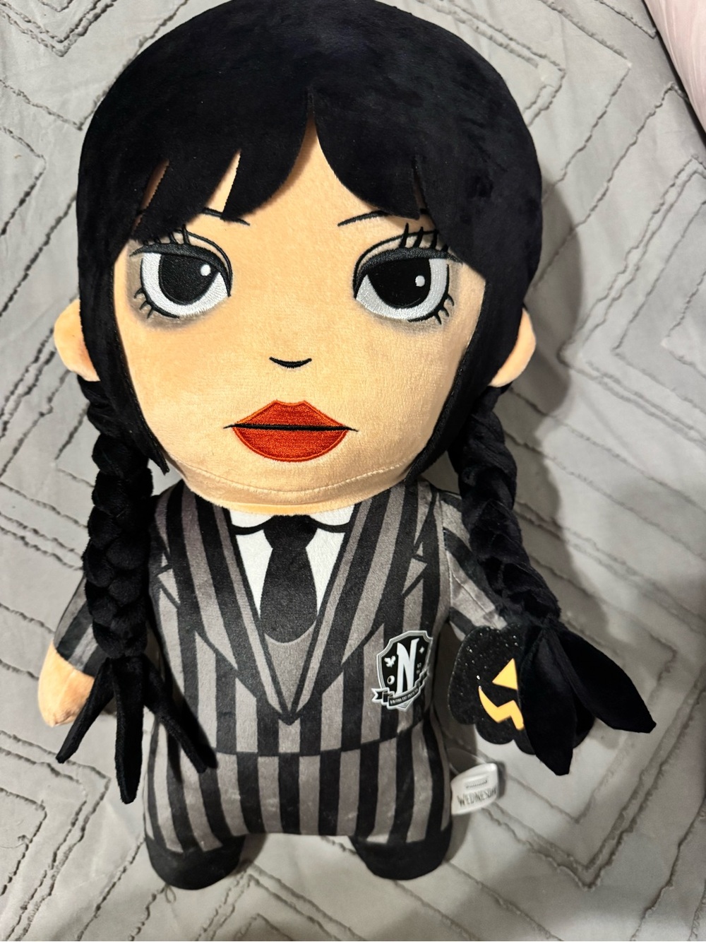 Black & Cream Striped Kids Plush Doll - Gothic Costume Style